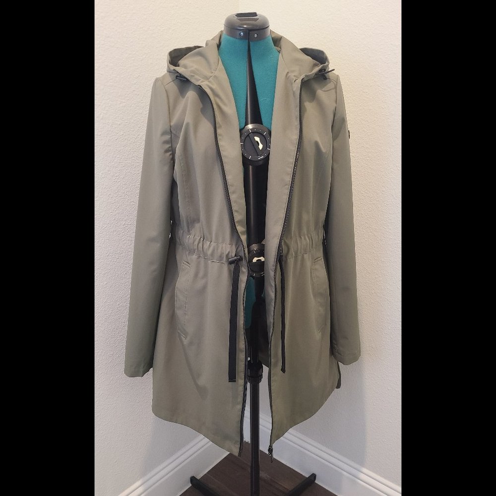 Sam Edelman Olive Green Rain Jacket Windbreaker Trench Womens Large
